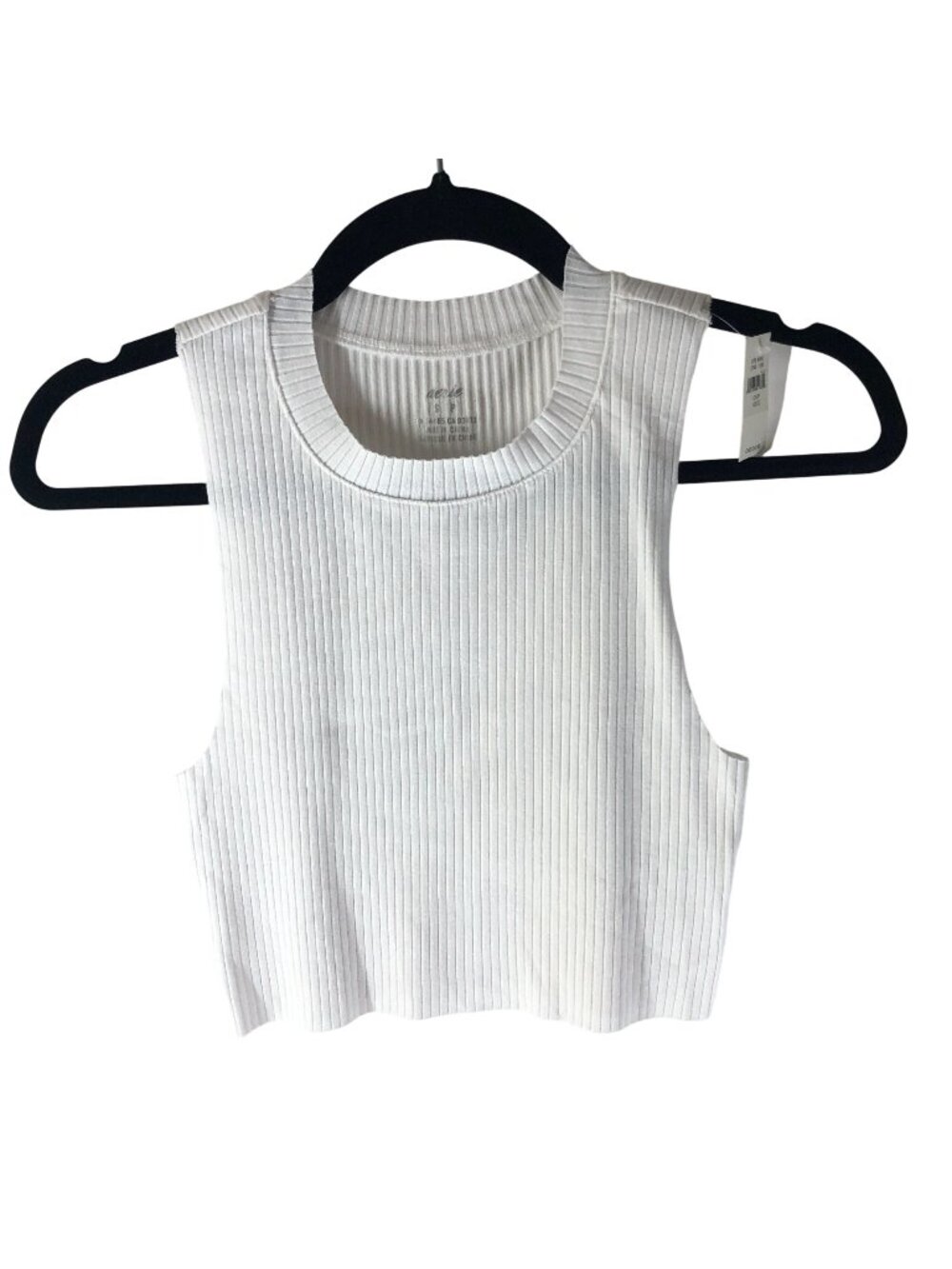 Aerie Womens Rebel Cropped Tank Top Ribbed White S